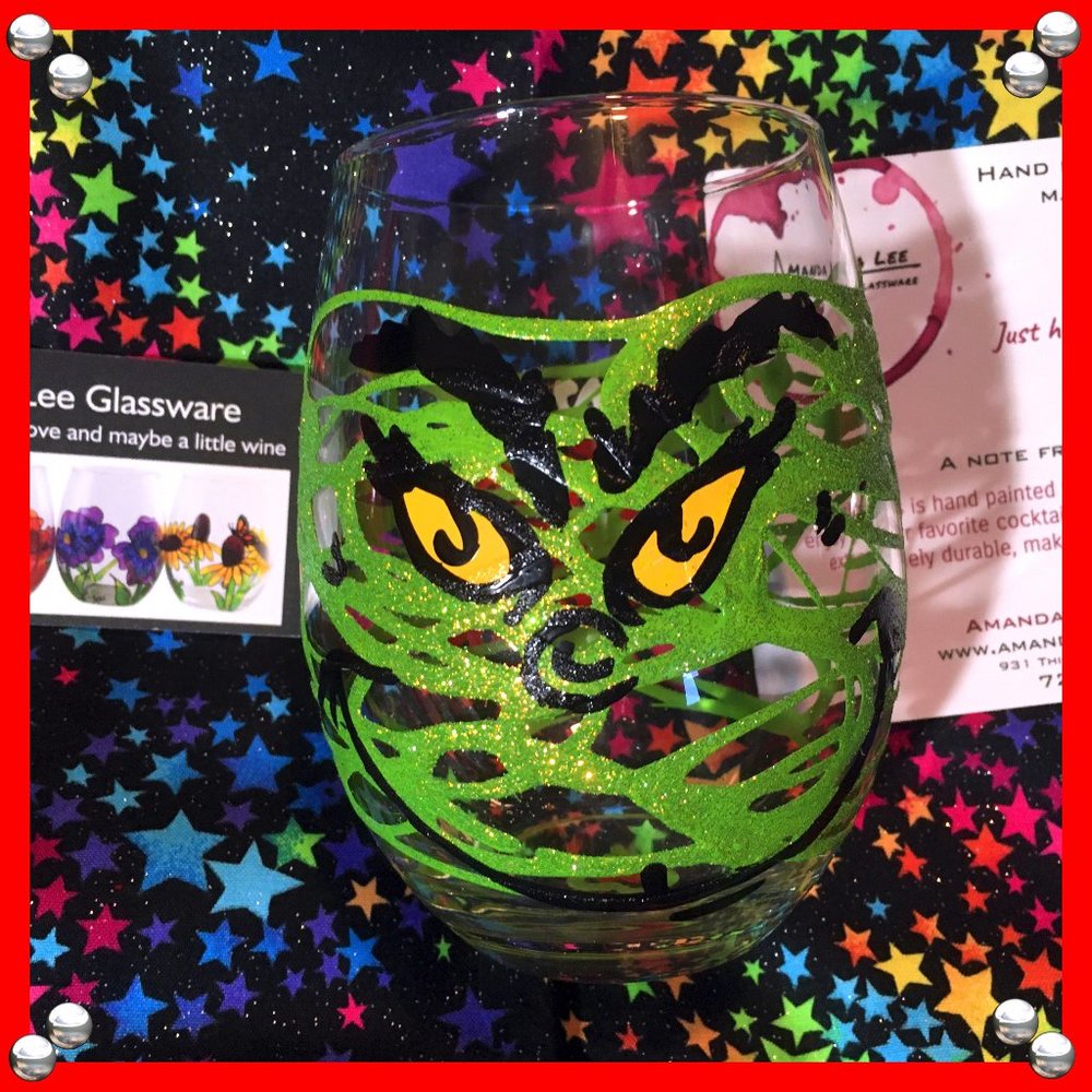 Handmade Grinch Glassπβ£π - Picture 1 of 12